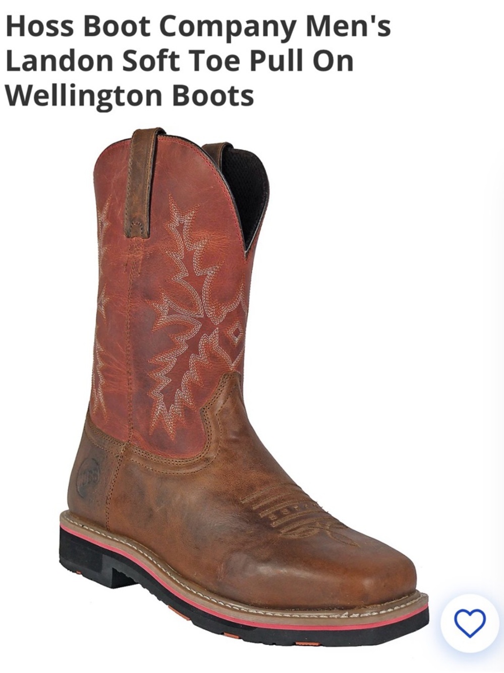 BNWT Hoss Landon Men's Brown Pull On Leather Western Work Boots size 8.5 $129